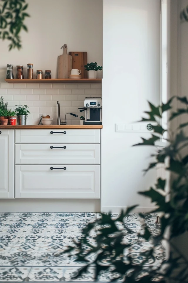 White Cabinet Kitchen Floor Tile Inspirations