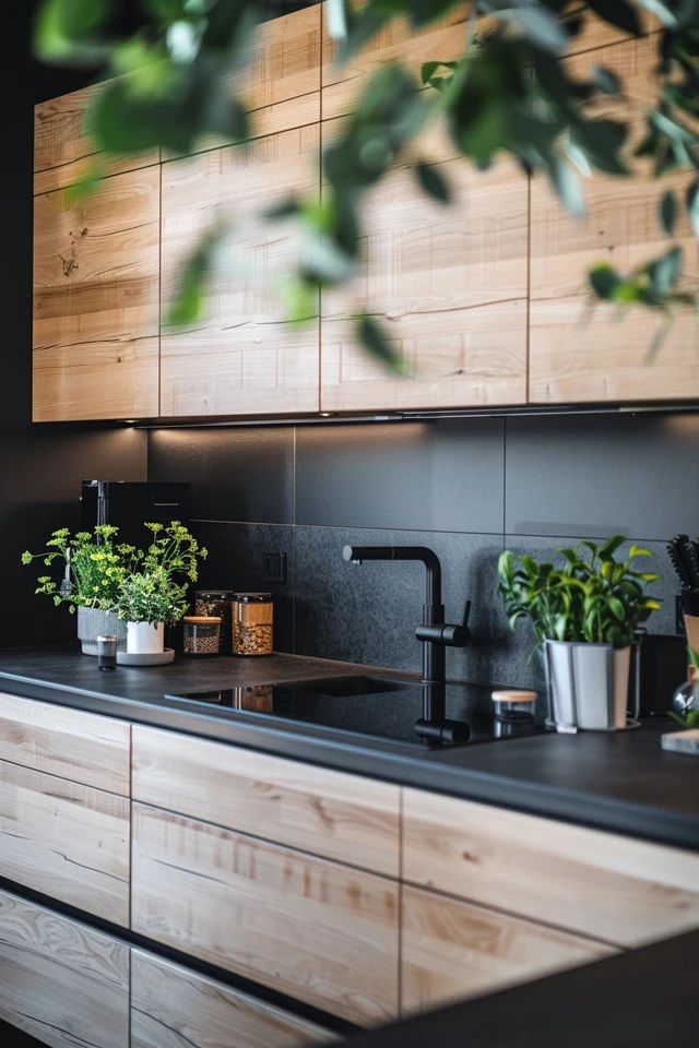 Dark Cabinets with Black Granite Countertops