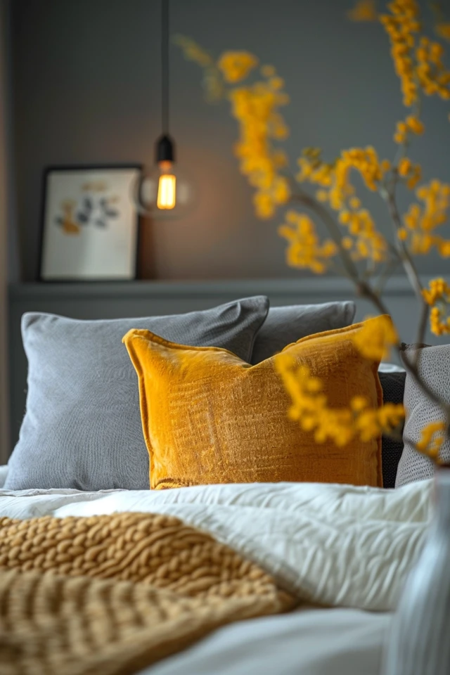 Grey and Gold Wall Coverings and Decorative Elements