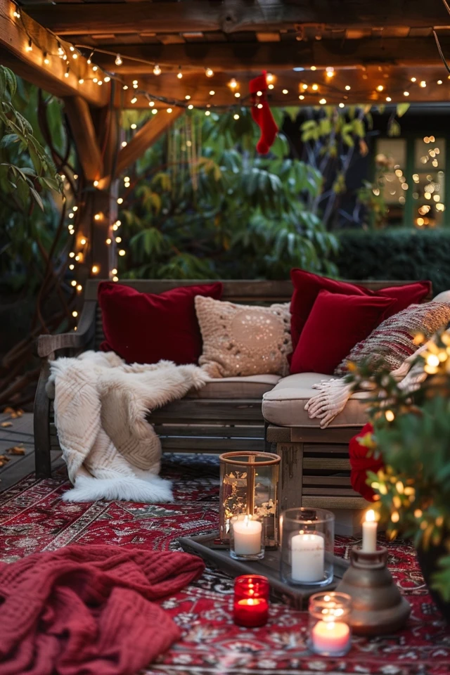Stylish Outdoor Spaces with Christmas Theme Garden Decor