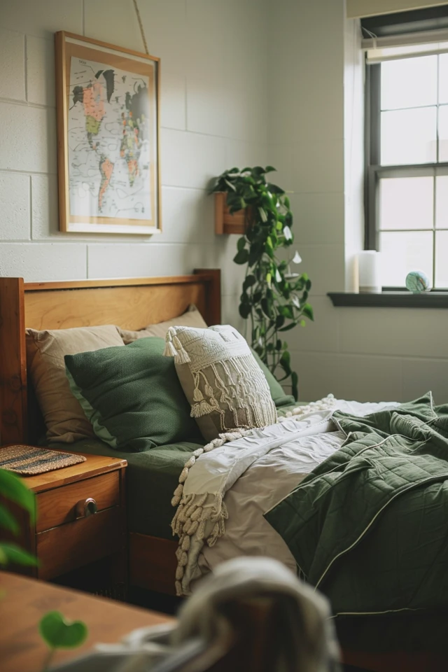 Stylish and Functional Dorm Room Accessories in Sage Green