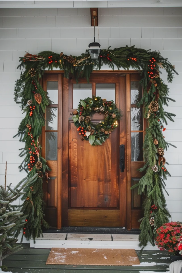 Front Door Christmas Garland Ideas for Festive Entry