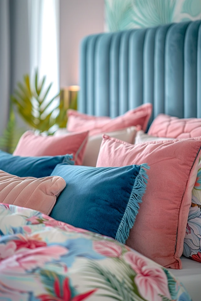 Stylish Pink and Blue Bedroom Furniture