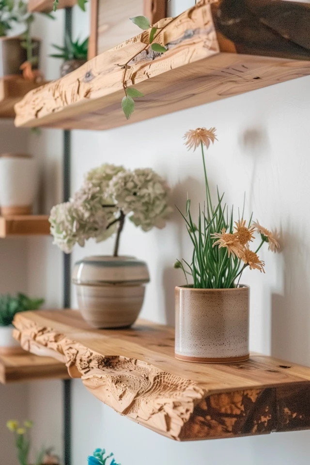 Rustic Live Edge Shelf Ideas for Home Decor