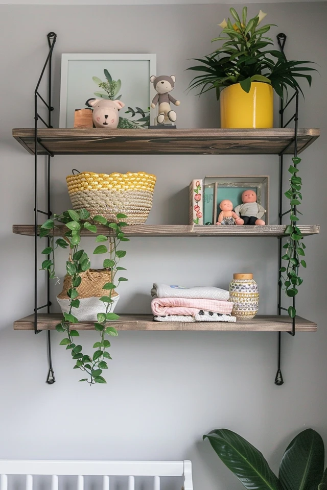 Floating Wall Shelves for Nursery Storage
