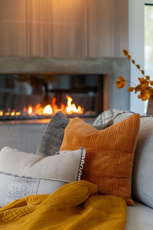 Floor to Ceiling Fireplace with Natural Elements