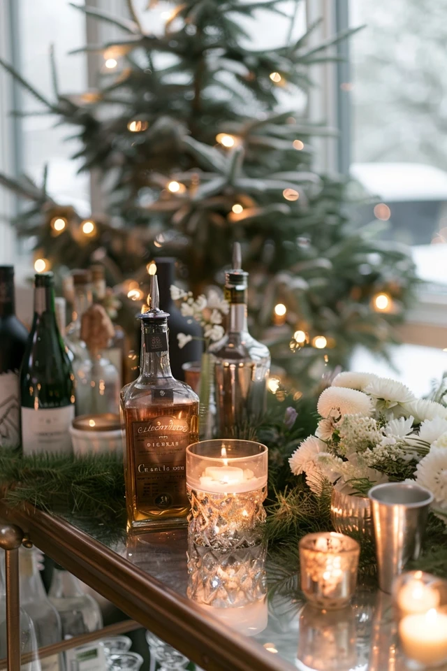 How to Style a Winter Bar Cart