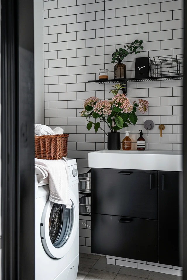 Farmhouse Black and White Laundry Room Inspiration