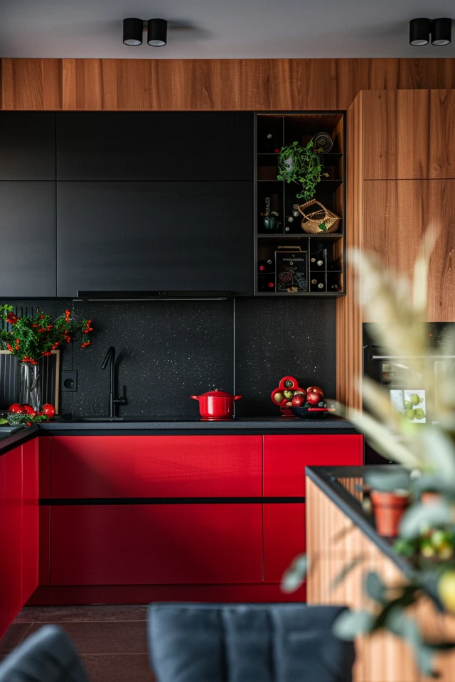 Stylish Black and Red Kitchen Inspiration