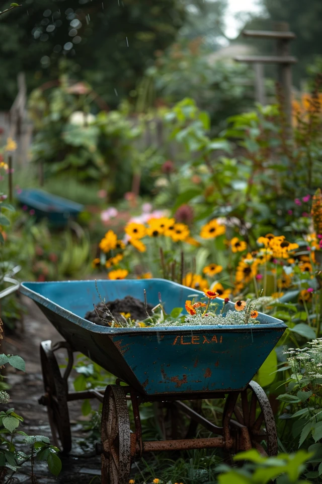 Unique Garden Decor Ideas with Old Wheelbarrows