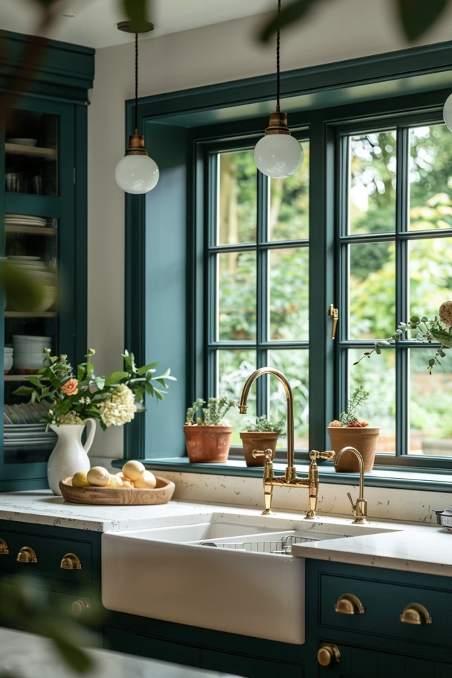 Colorful Kitchen Window Trim Ideas