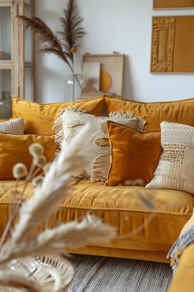 Warm Yellow & Brown Living Room Decor Tips