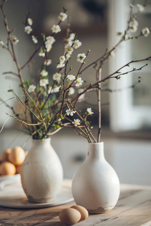 Rustic Easter Tablescape with Moss and Nests