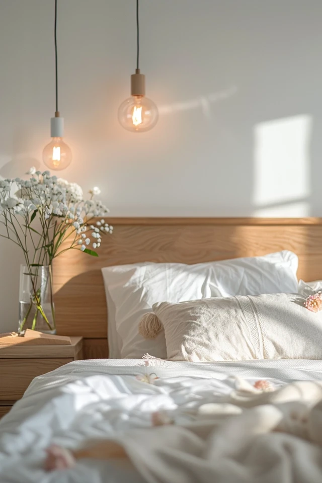 How to Make a Lit Headboard with Curtains and String Lights