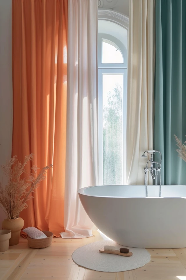 Dual Shower Curtain Inspirations for Bathrooms