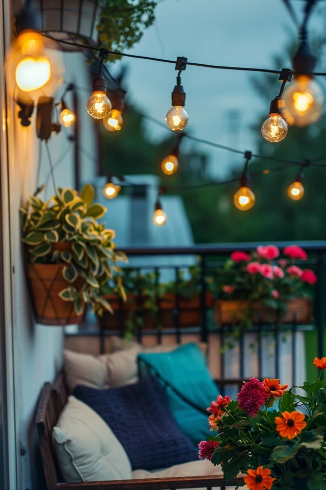 Balcony Bliss: Apartment Balcony String Lights Ideas