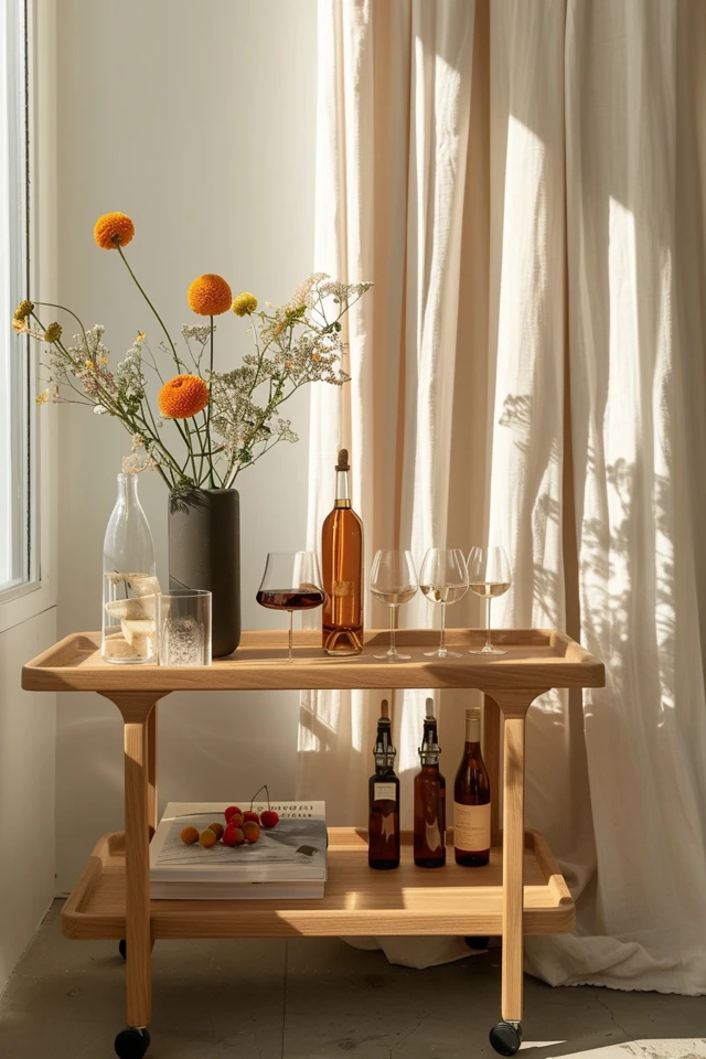 Charming Wood Bar Cart Ideas for Stylish Homes