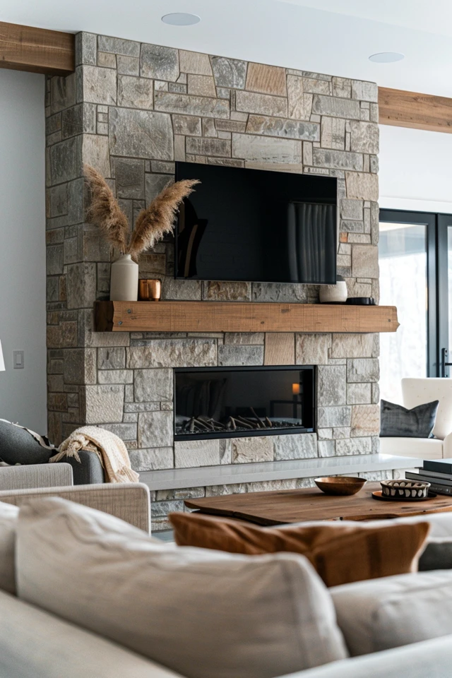 Elevate Your Space with Stone Fireplace Ideas with TV