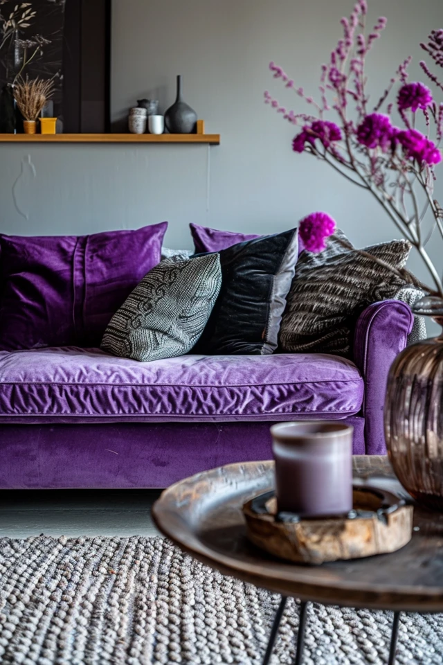 Chic Grey and Purple Living Room Decor Ideas