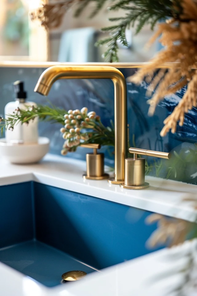 The Evolution of the Navy and Gold Bathroom