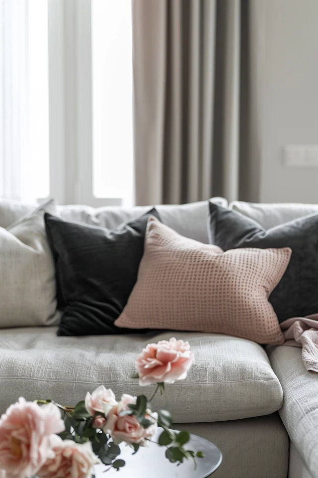 Chic Black, Grey & Pink Living Room Décor Tips