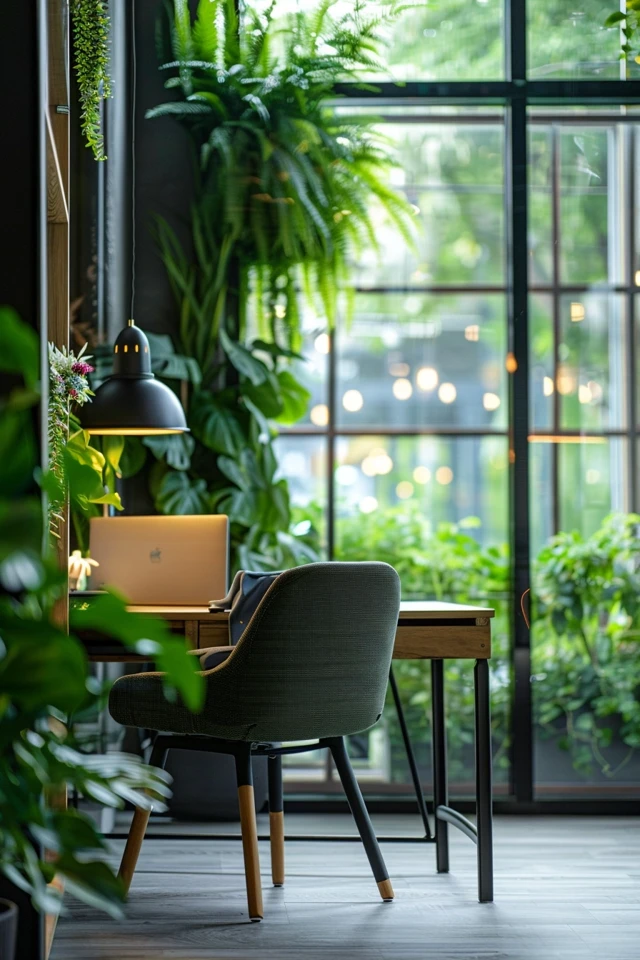 Cozy and Chic: Adding Comfort to a Dark Office