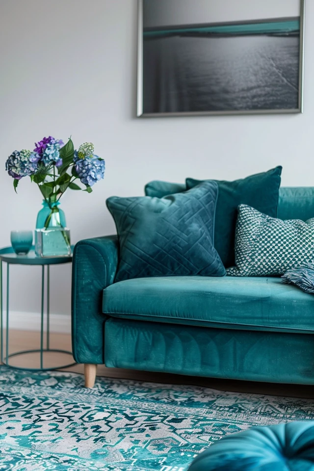 Creating Contrast with a Stand-Out Teal Sofa