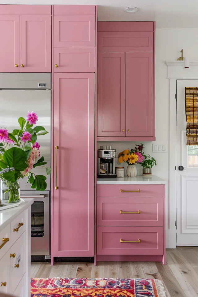 Open Cabinets with Decorative Baskets