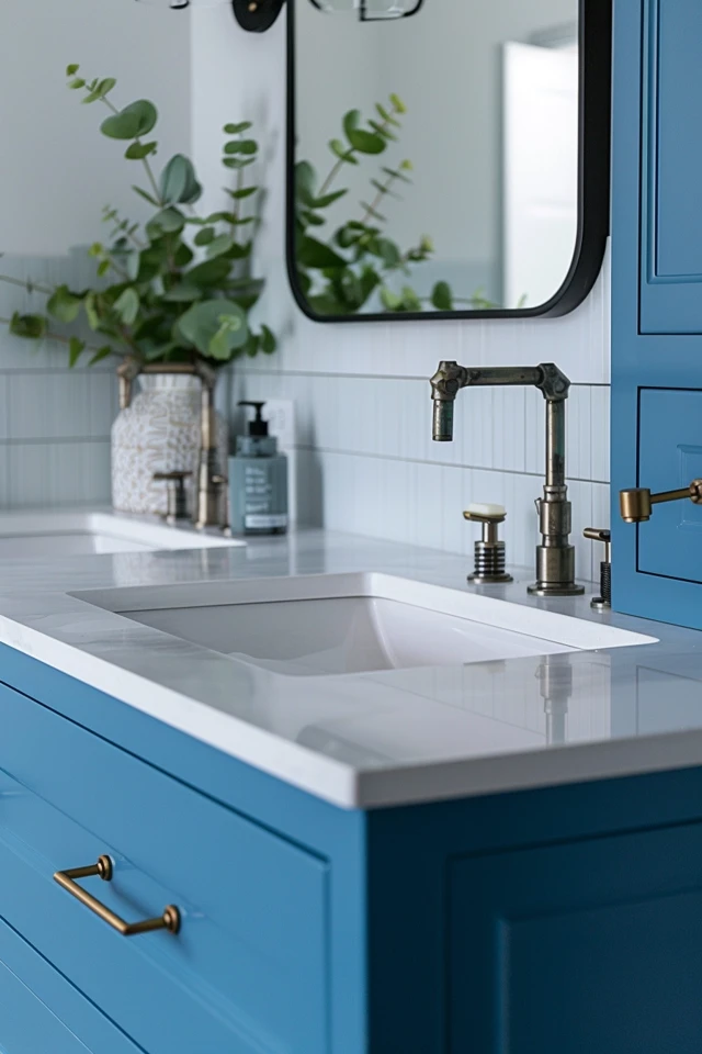 Modern Dual Sink Vanity with Easy Click Drawers