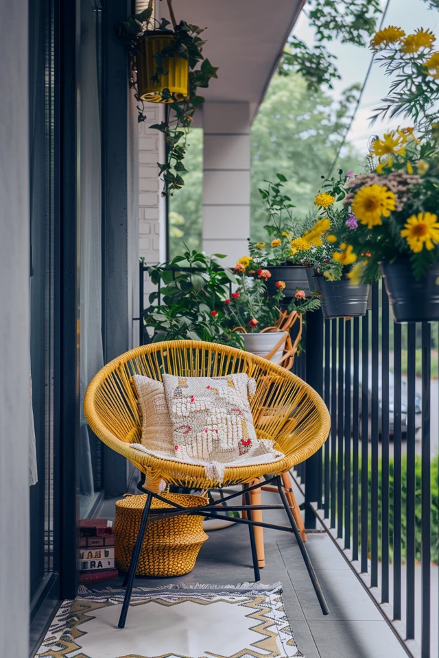 Cozy Balcony Setup with Boho Style