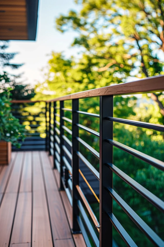 Chic Horizontal Wood Deck Railing Designs & Ideas