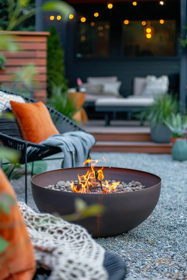 Boho Style Fire Pit Seating Idea