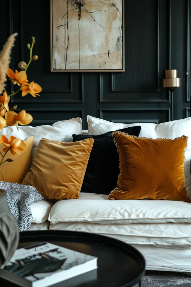 Elegant Black, White & Gold Living Room Inspirations