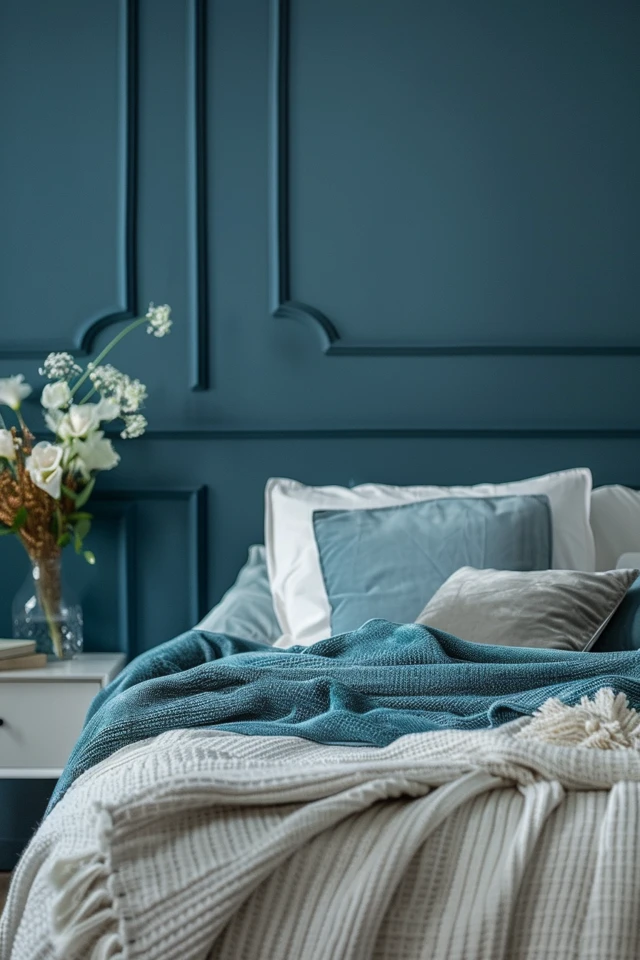 Grey and Dark Blue Bedrooms