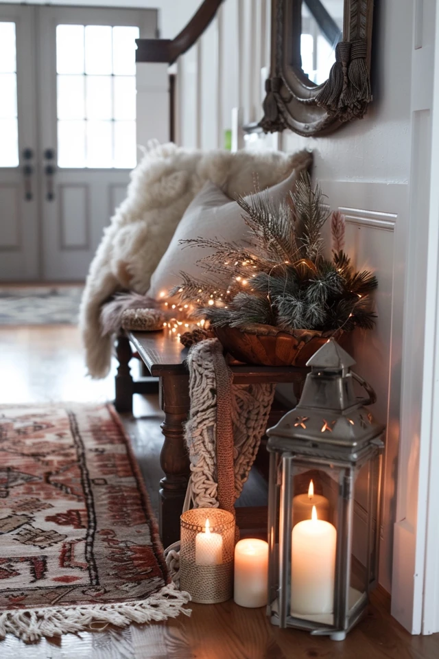 Cozy Seating with Warm Throws and Pillows