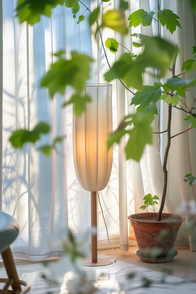 Isamu Noguchi Akari Bamboo Washi Paper Floor Lamp 22N