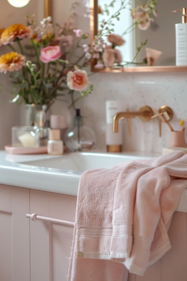 Incorporating White Countertops and Feminine Fixtures
