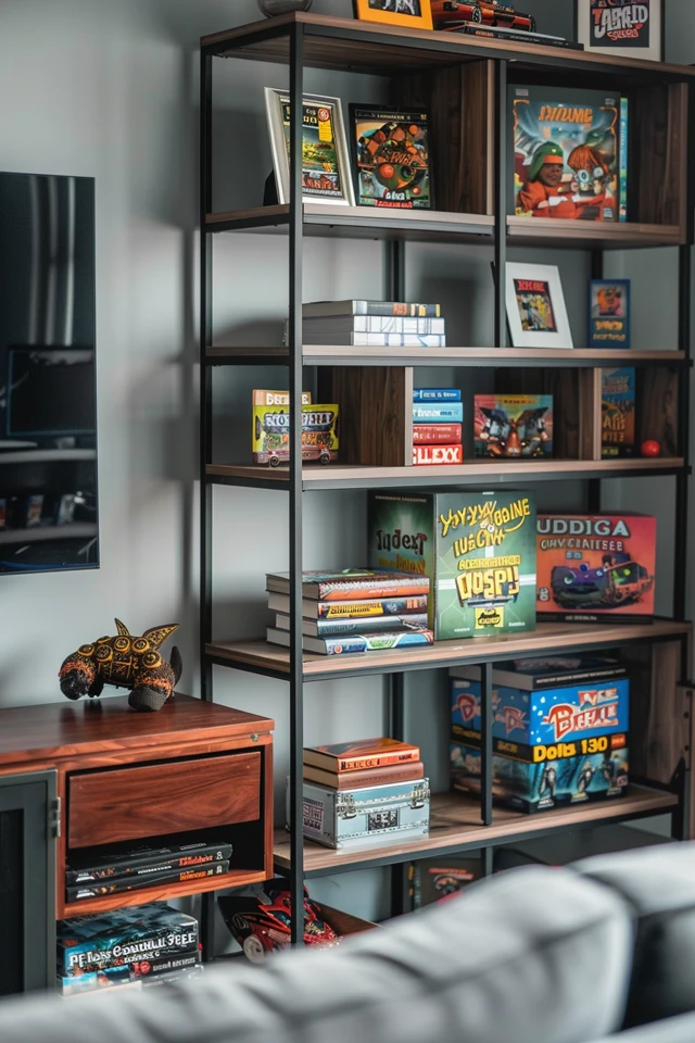 Creative Game Room Shelf Ideas to Showcase Games