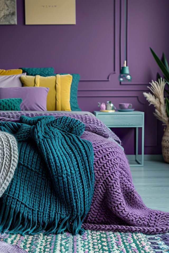 Chic Purple and Teal Bedroom Paint Ideas