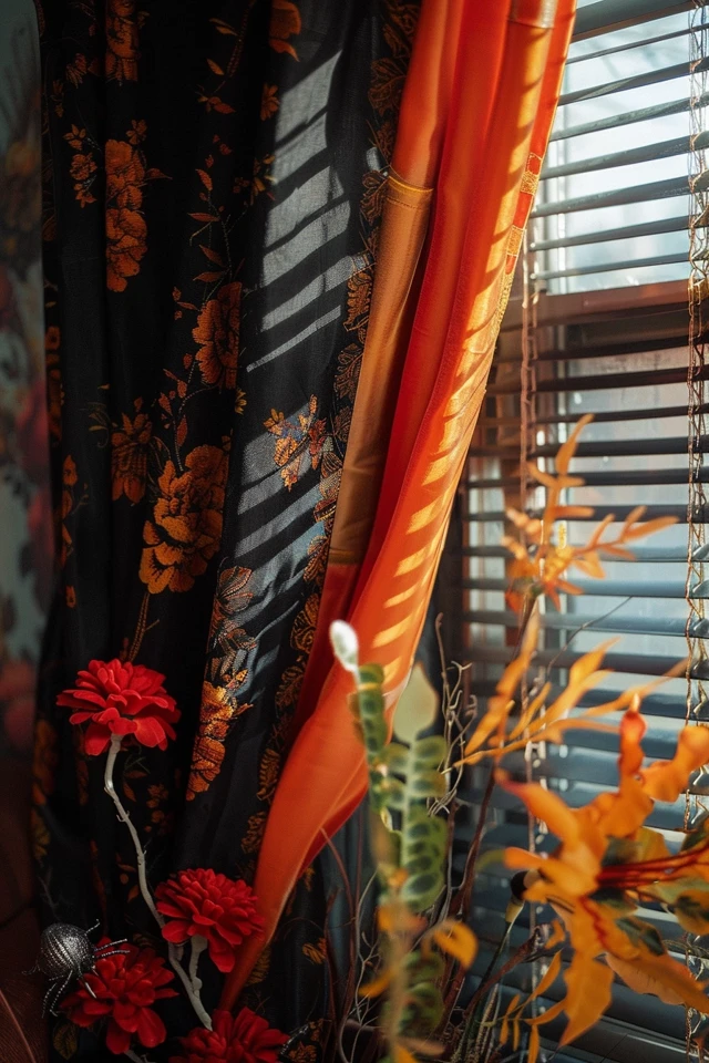 Halloween Window Treatments in Different Styles and Materials