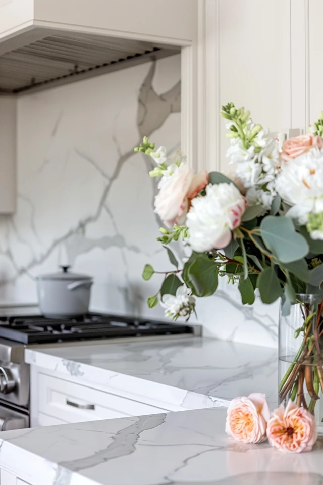 Elegant Calacatta Quartz Backsplash Ideas for Kitchens