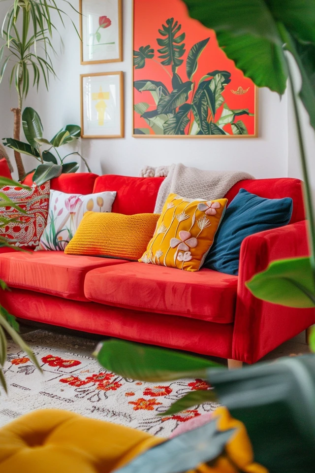 Fun and Glamorous: Heart-Shaped and Lip-Shaped Red Sofas