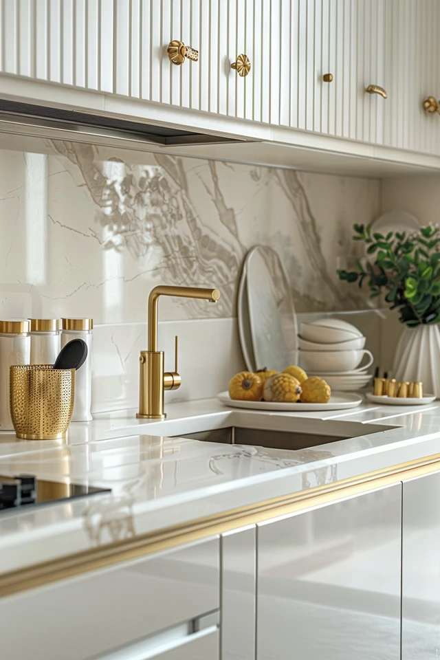 Elegant White and Gold Kitchen Design Inspirations