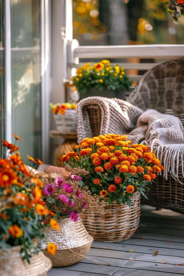 Fall Patio Decorating Ideas with Warm Tones