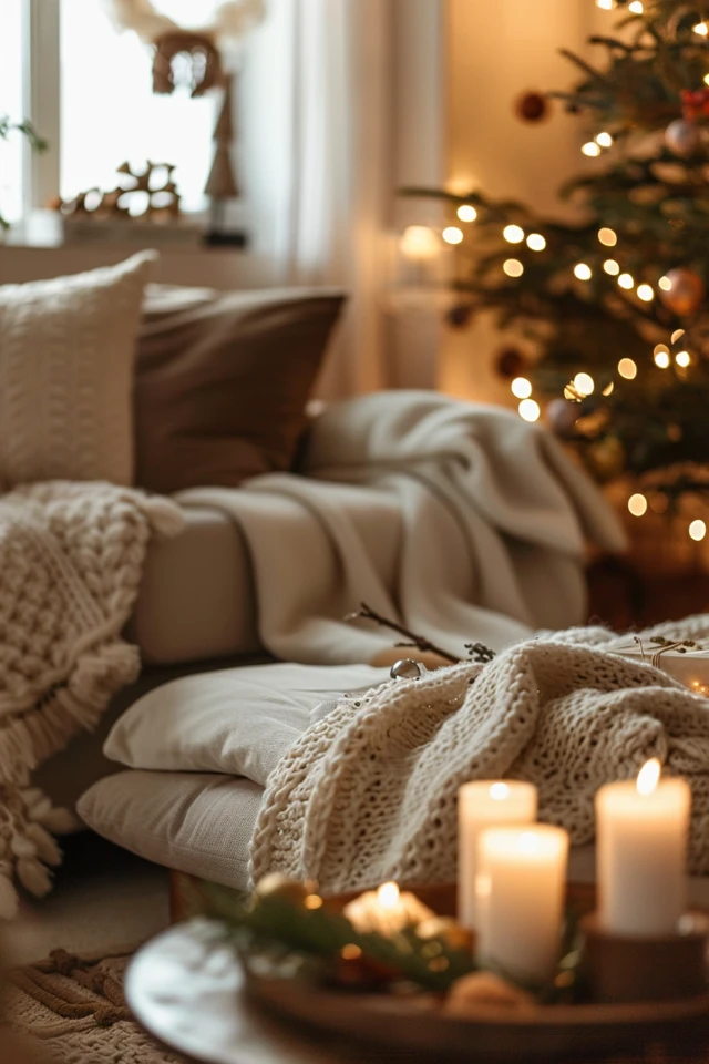 Modern + Warm Organic Christmas Entryway