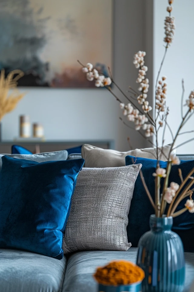 Blue and Grey Color Palettes for Living Room Decor.