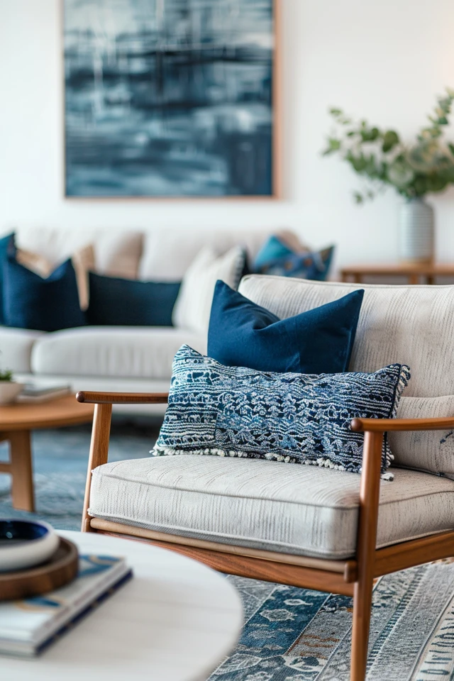 Chic Navy Blue & White Living Room Decor Tips