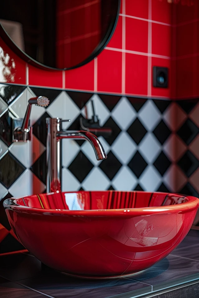 Full Red Walls with White Accents