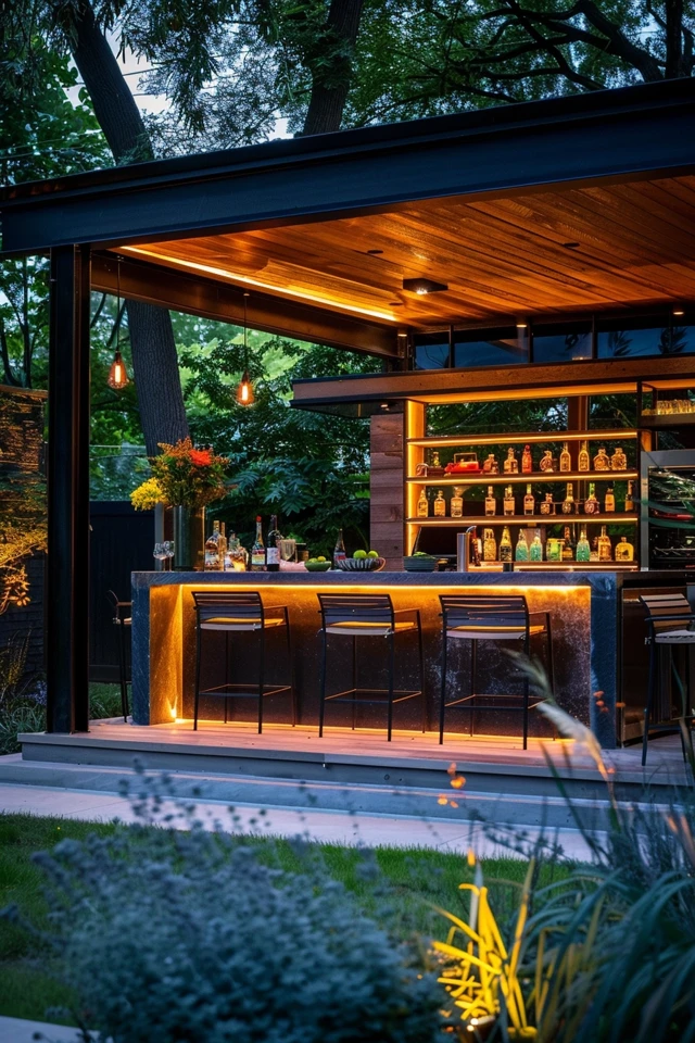 Fire Pit and Outdoor Bar Combination