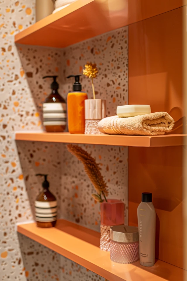 Built-in Shower Shelves for Maximum Storage